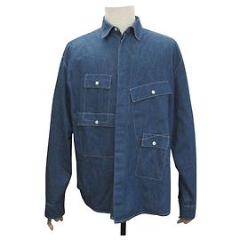 Hermès CAMICIA HERMES JEAN 4 TASCHE IN DENIM DI COTONE BLU L 42 BLUE COTTON SKIRT TOP Blu