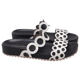 Sandales slide perforées Sophia Webster en cuir noir et blanc Noir