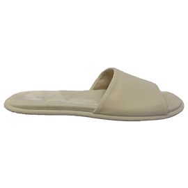 The Row Canal Slipper aus Elfenbein-Samt Weiß Roh