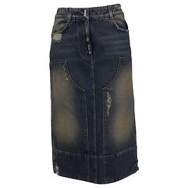 Givenchy Distressed Low-Rise Midi Skirt in Light Blue Denim Blue Light blue