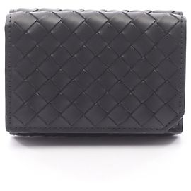 Bottega Veneta Intrecciato Leather Trifold Wallet Black