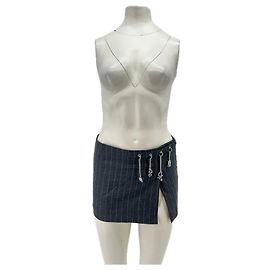 Autre Marque Minifalda gris con rayas finas Azul