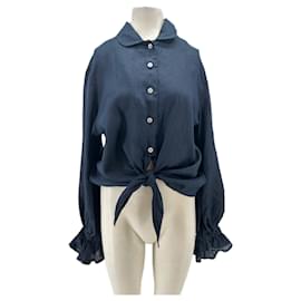 Autre Marque Camicetta in lino blu navy Blu