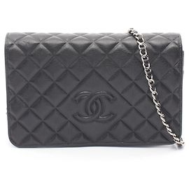 Chanel Matelassé Black Leather Handbag Black