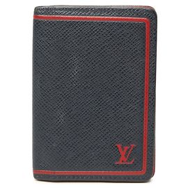 Louis Vuitton Taiga Organizer de Poche Tarjetero Roja Azul marino