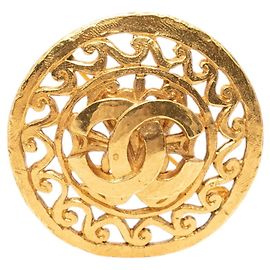 Broche Chanel Vintage Coco Mark Doré