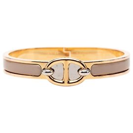 Hermès Bracelet Hermes Mini Click Chaine d'Ancre Beige Doré