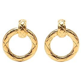 Orecchini Chanel Vintage Matelassé Hoop D'oro