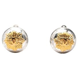 Orecchini a clip Chanel Coco Mark Argento D'oro