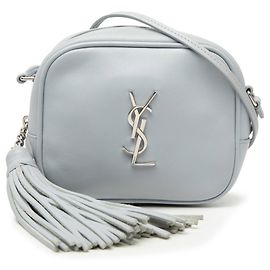 Mini borsa a tracolla Blogger con logo Saint Laurent YSL e nappa Blu
