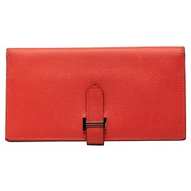 Hermès Hermes Bearn Soufflé Long Wallet Pink Red