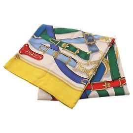 Hermès Hermes Carre Geant 140 CAVALCADOUR Lenço Cachecol Multicor Bege Amarelo