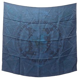 Hermès Sciarpa in seta Carré 90 C'est La Fete Hermes Blu navy