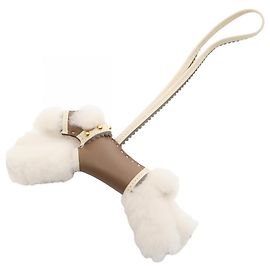Hermès Buddy Charm Lambskin Brown White Taupe Brown White Taupe
