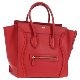 Céline Celine Luggage Bag Grainy Leather Mini Red