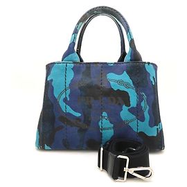 Borsa Tote 2-Way Camouflage PRADA Blu Altro