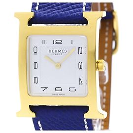 Hermès Hermes Heure H Gold Plated Leather Quartz Men's Watch Other