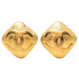 Orecchini quadrati vintage Chanel Coco Mark D'oro