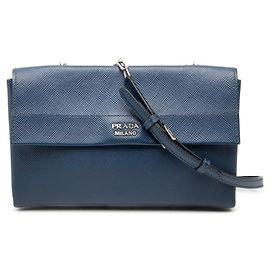 Borsa a Spalla Prada Flap Chain Blu navy