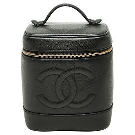 Chanel Black Caviar Leather Vanity Bag Black