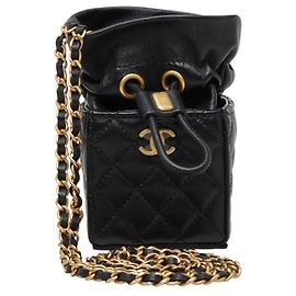 Mini sac à cordon Matelassé Coco Mark Chanel Noir