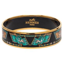 Hermès Bracciale Enamel GM Cloisonné Hermes Nero D'oro