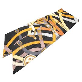 Hermès Lenço Hermes Maxi Twilly CAVALCADOUR Preto Multicor