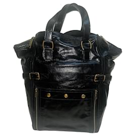 Yves Saint Laurent Downtown Tote Bag Lackleder Schwarz Schwarz