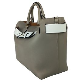 Borsa in pelle di vitello grigia Burberry Marrone