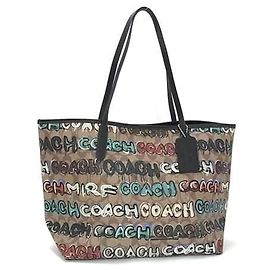 Sac cabas collaboration COACH Mint & Surf Marron Multicolore