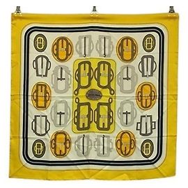 Hermès Lenço de seda Hermes Carre 90 Multi-color Multicor Amarelo