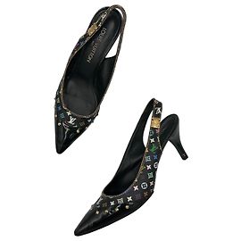 Louis Vuitton Décolleté Slingback Monogram Multicolore con Borchie Nero Multicolore Monogramma
