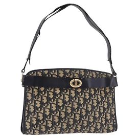 Borsa a tracolla Christian Dior Trotter Canvas Blu Navy Oro Auth 182609 D'oro Blu navy