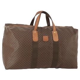 Céline Sac Boston CELINE Macadam Canvas PVC Cuir Marron Or Auth 180687 Marron Doré