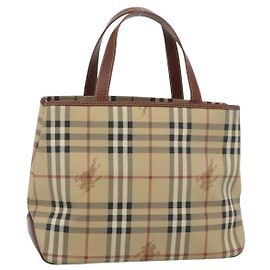Sac à main BURBERRY Nova Check en PVC Beige Or Auth 183055V Beige Doré