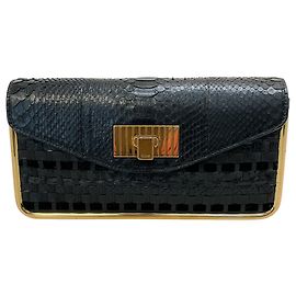 Chloé Clutch intrecciata in pelle nera / scamosciata / serpente Chloe Nero