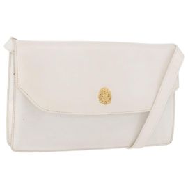 Céline CELINE Shoulder Bag Leather White Gold Auth 183997 White Golden