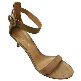 Gianvito Rossi Beige Iridescent Ankle Strap Sandals Beige