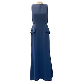 Robe sans manches à basque en soie bleue Carolina Herrera Bleu