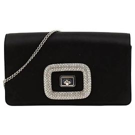 Clutch Roger Vivier Pilgrim de satén negro Negro
