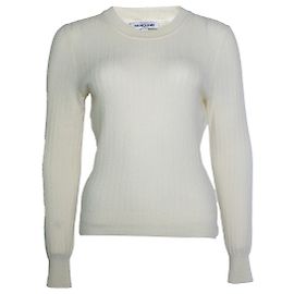 Veronica Beard, cremefarbener Rundhals-Strickpullover mit Rippenstruktur Andere