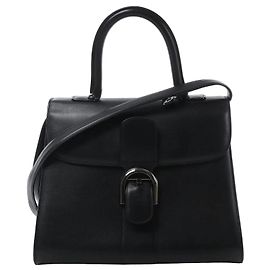 Borsa a 2 modi in pelle Delvaux Brillant MM Nero Nero