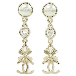 Orecchini a lobo Chanel AB8208 Oro e Bianco Bianco D'oro