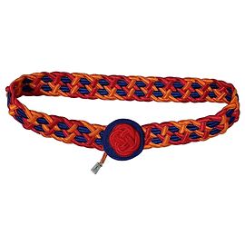 Yves Saint Laurent Multicolored Braided Rope Belt Red Blue Other Orange
