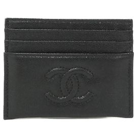 Chanel Black Grained Calfskin Card Case Black