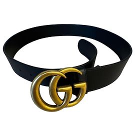 Gucci GG Marmont Ledergürtel Schwarz Golden