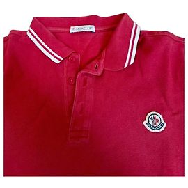 Moncler Polo rossa per bambini con strisce bianche Rosso