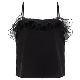 Autre Marque Schwarzes Top mit Organza-Rüschen Schwarz