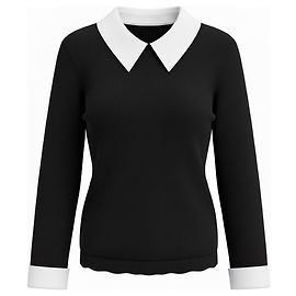 Autre Marque Schwarzer Porla Collared Sweater Combo Alice + Olivia Schwarz
