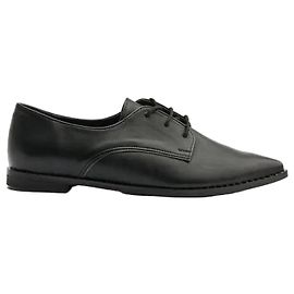 Autre Marque Black Studded Pointed Toe Leather Oxfords Black